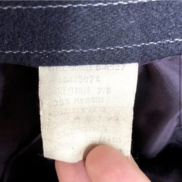 Vintage Crème Caramel Navy Blue Pinstriped Suit Skirt Set S - Picture 5 of 13